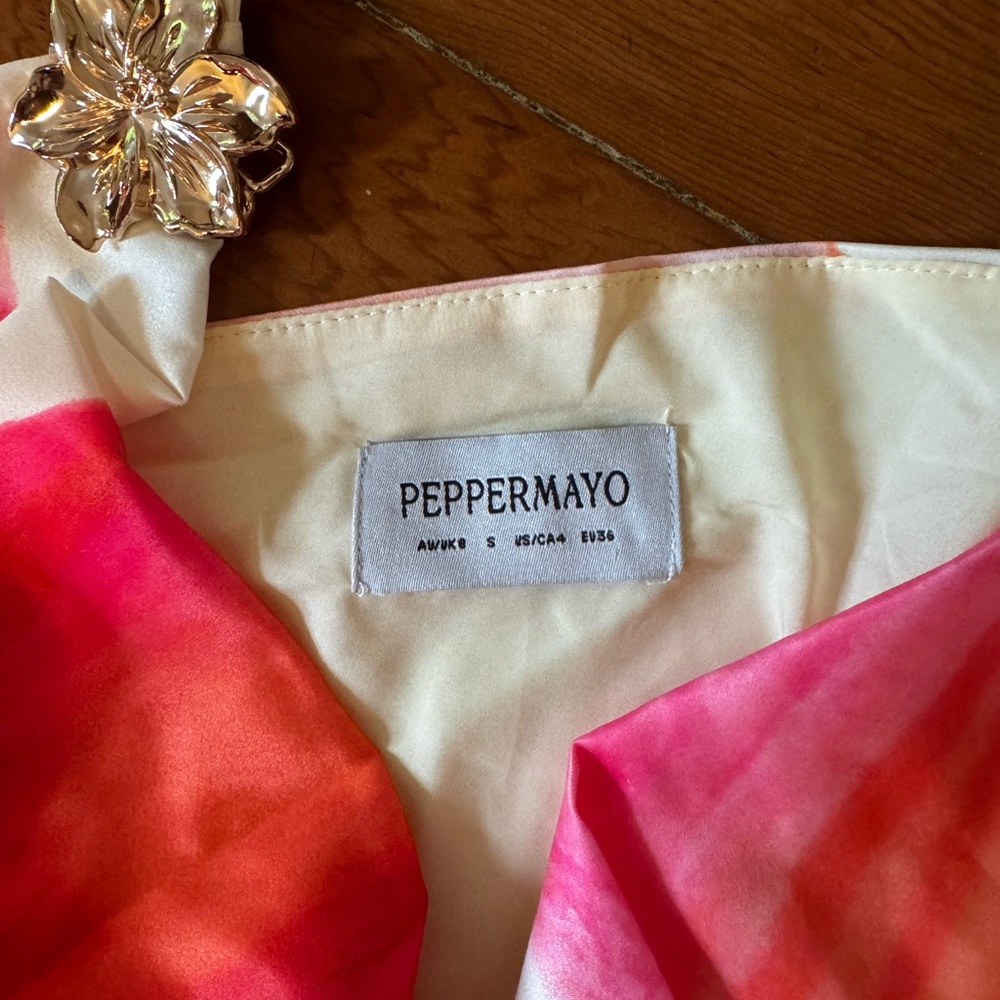Peppermayo Cream Mini Dress with Pink and Orange Floral Print - Picture 5 of 6